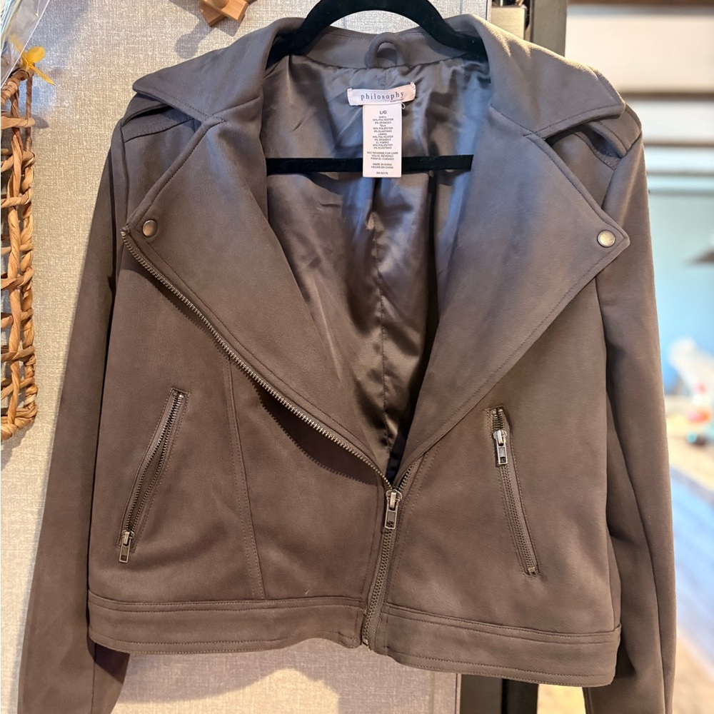Philosophy Gray Suede Moto Jacket